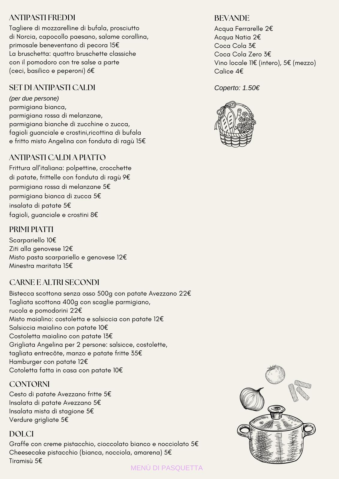 Menu À La Carte di Pasquetta